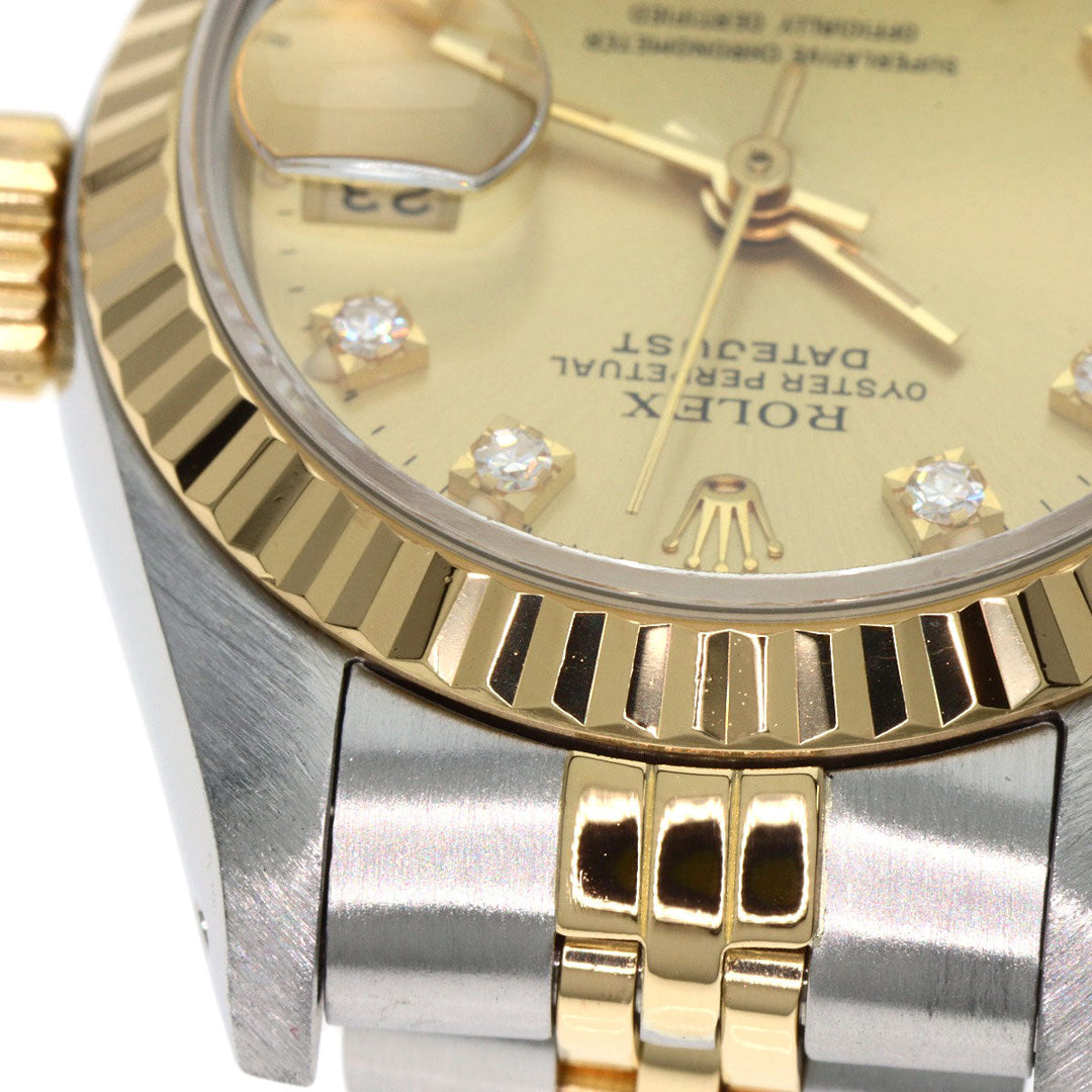 ROLEX Watches Mechanical Automatic 69173G Stainless Steel , SSxK18YG gold Datejust 10P Diamond Champagne Gold dial Women Used Authentic