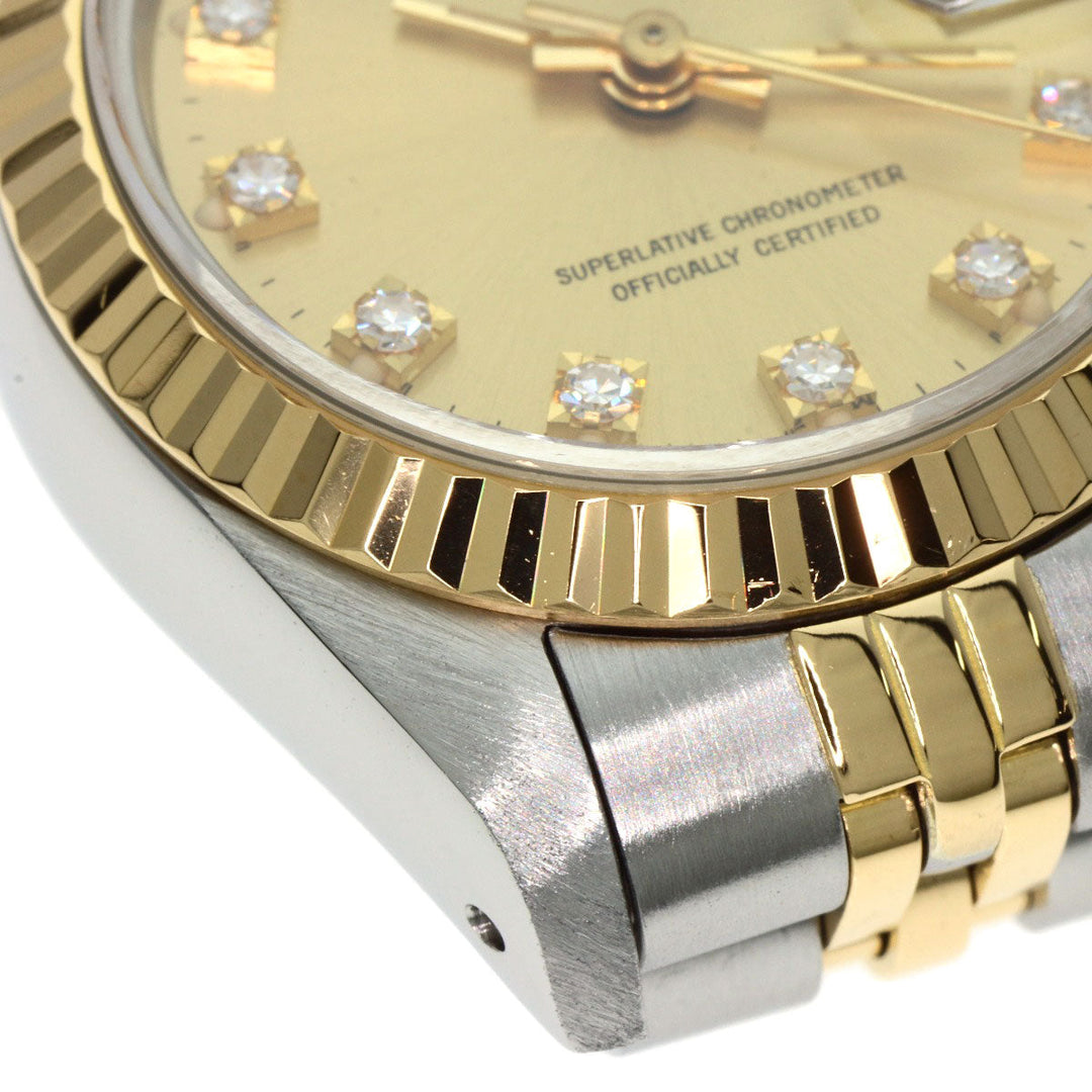 ROLEX Watches Mechanical Automatic 69173G Stainless Steel , SSxK18YG gold Datejust 10P Diamond Champagne Gold dial Women Used Authentic