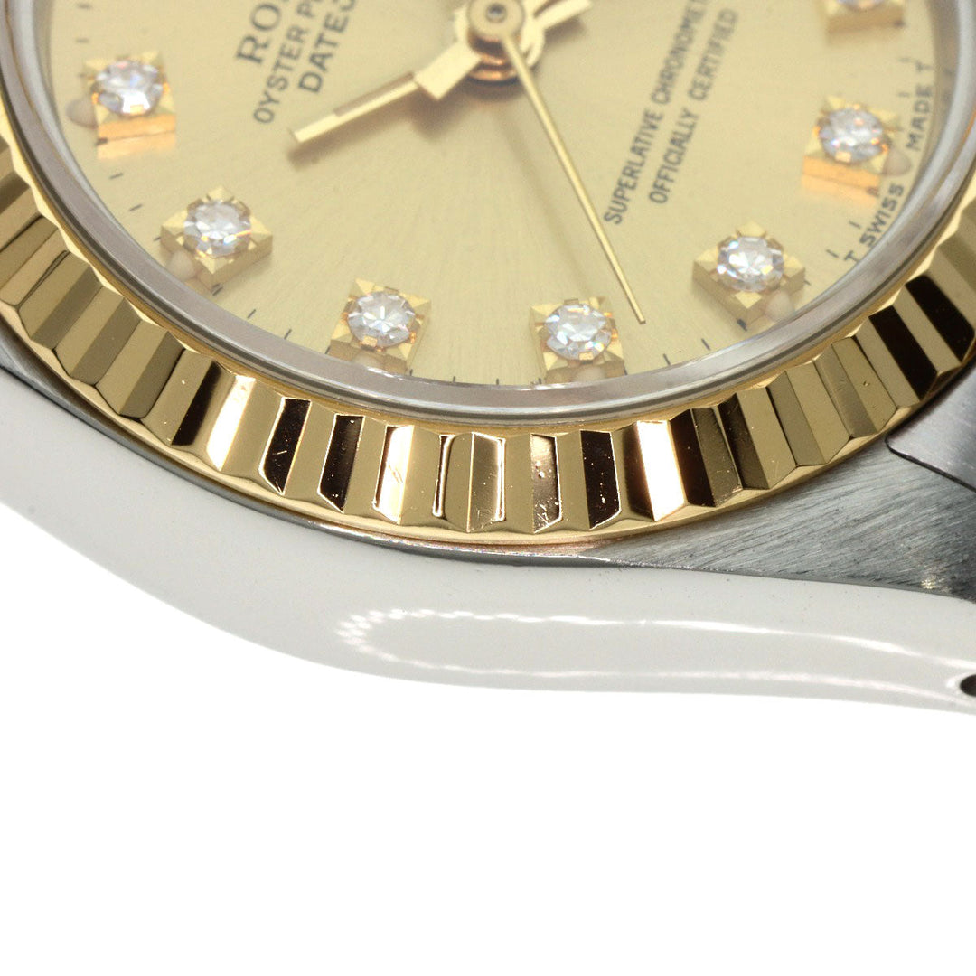 ROLEX Watches Mechanical Automatic 69173G Stainless Steel , SSxK18YG gold Datejust 10P Diamond Champagne Gold dial Women Used Authentic