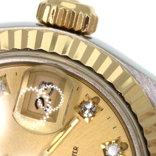 ROLEX Watches Mechanical Automatic 69173G Stainless Steel , SSxK18YG gold Datejust 10P Diamond Champagne Gold dial Women Used Authentic