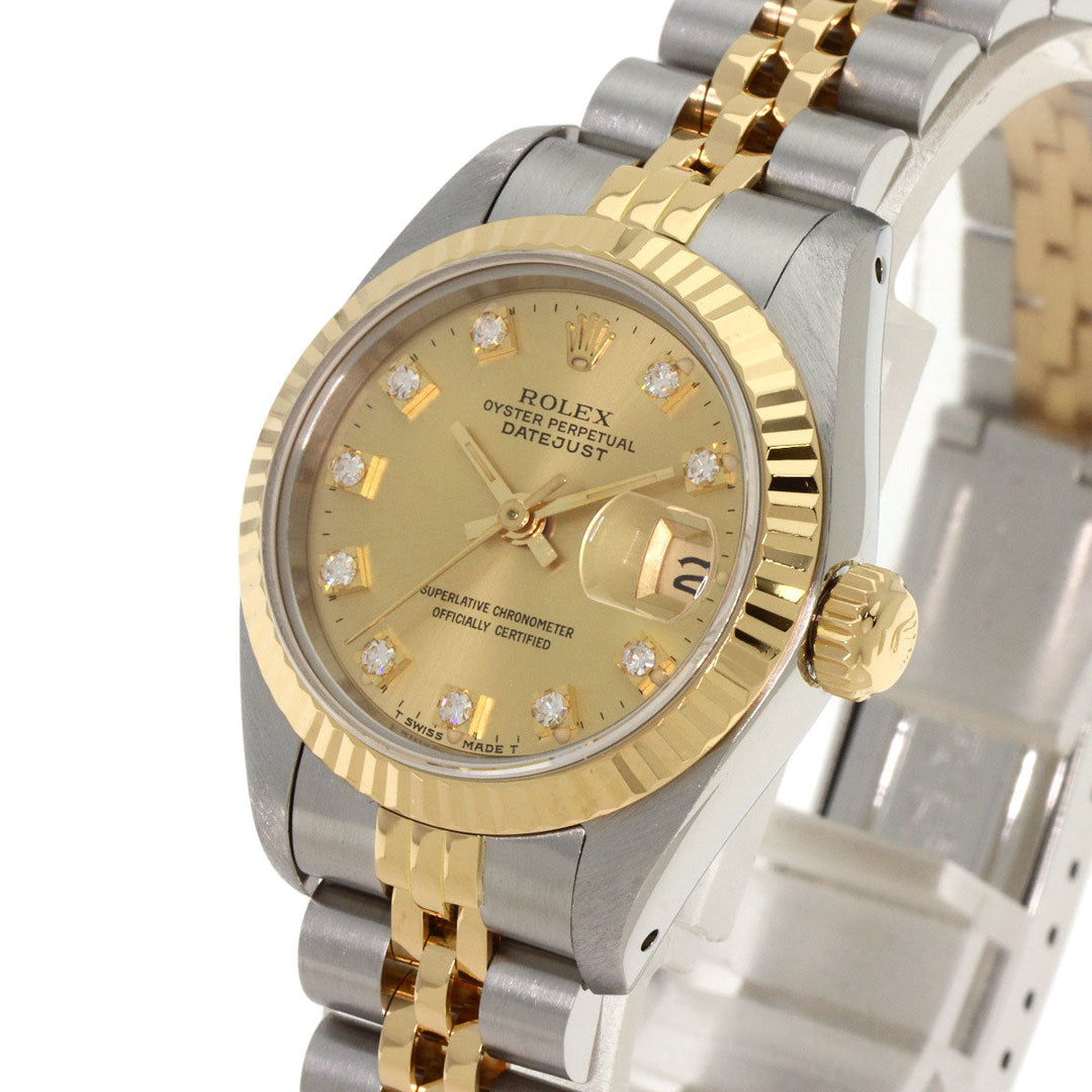 ROLEX Watches Mechanical Automatic 69173G Stainless Steel , SSxK18YG gold Datejust 10P Diamond Champagne Gold dial Women Used Authentic