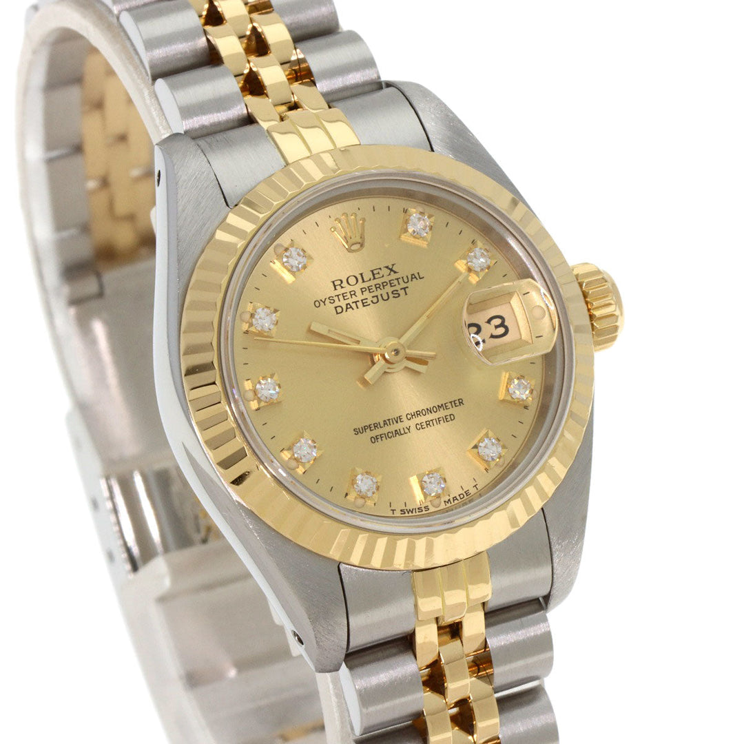 ROLEX Watches Mechanical Automatic 69173G Stainless Steel , SSxK18YG gold Datejust 10P Diamond Champagne Gold dial Women Used Authentic