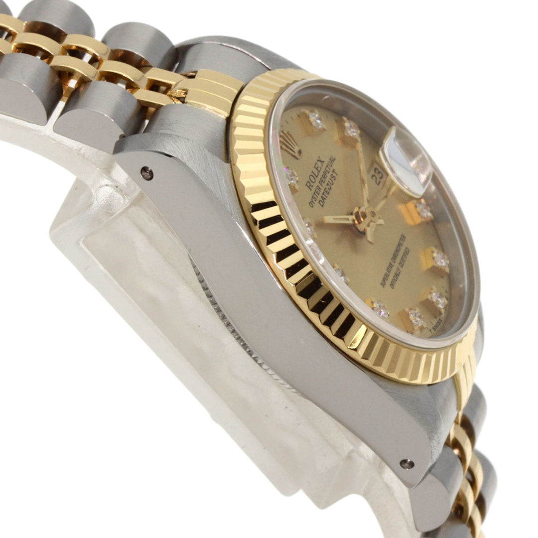 ROLEX Watches Mechanical Automatic 69173G Stainless Steel , SSxK18YG gold Datejust 10P Diamond Champagne Gold dial Women Used Authentic