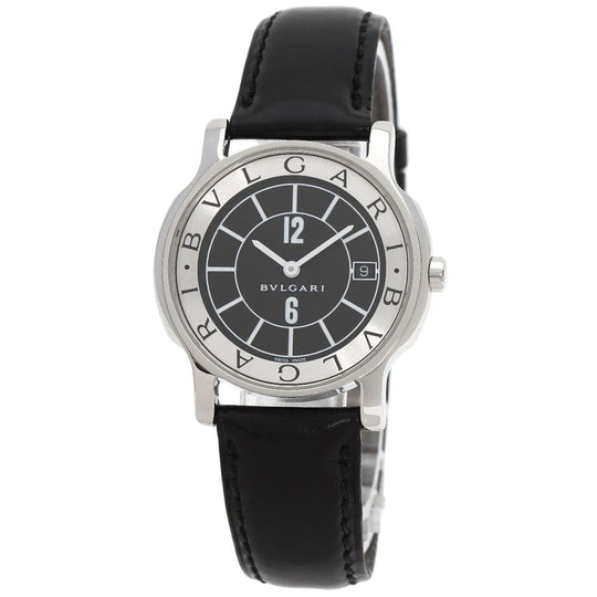 BVLGARI Watches Quartz ST35SLD Stainless Steel, Leather Silver Solo tempo black dial mens Used Authentic