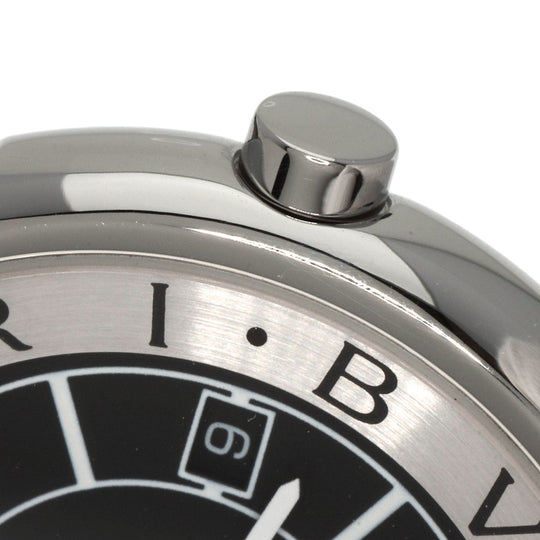 BVLGARI Watches Quartz ST35SLD Stainless Steel, Leather Silver Solo tempo black dial mens Used Authentic