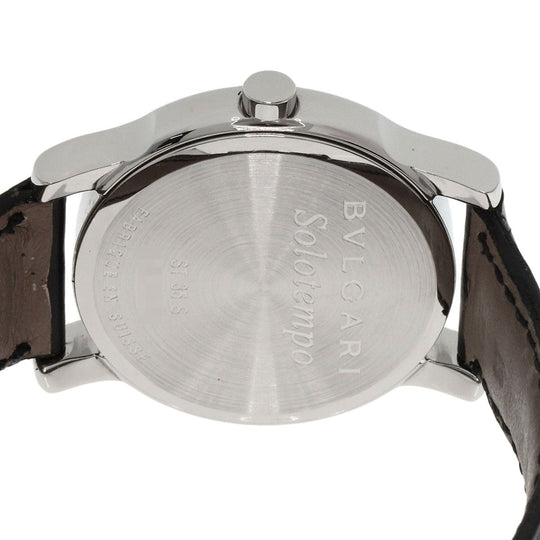 BVLGARI Watches Quartz ST35SLD Stainless Steel, Leather Silver Solo tempo black dial mens Used Authentic