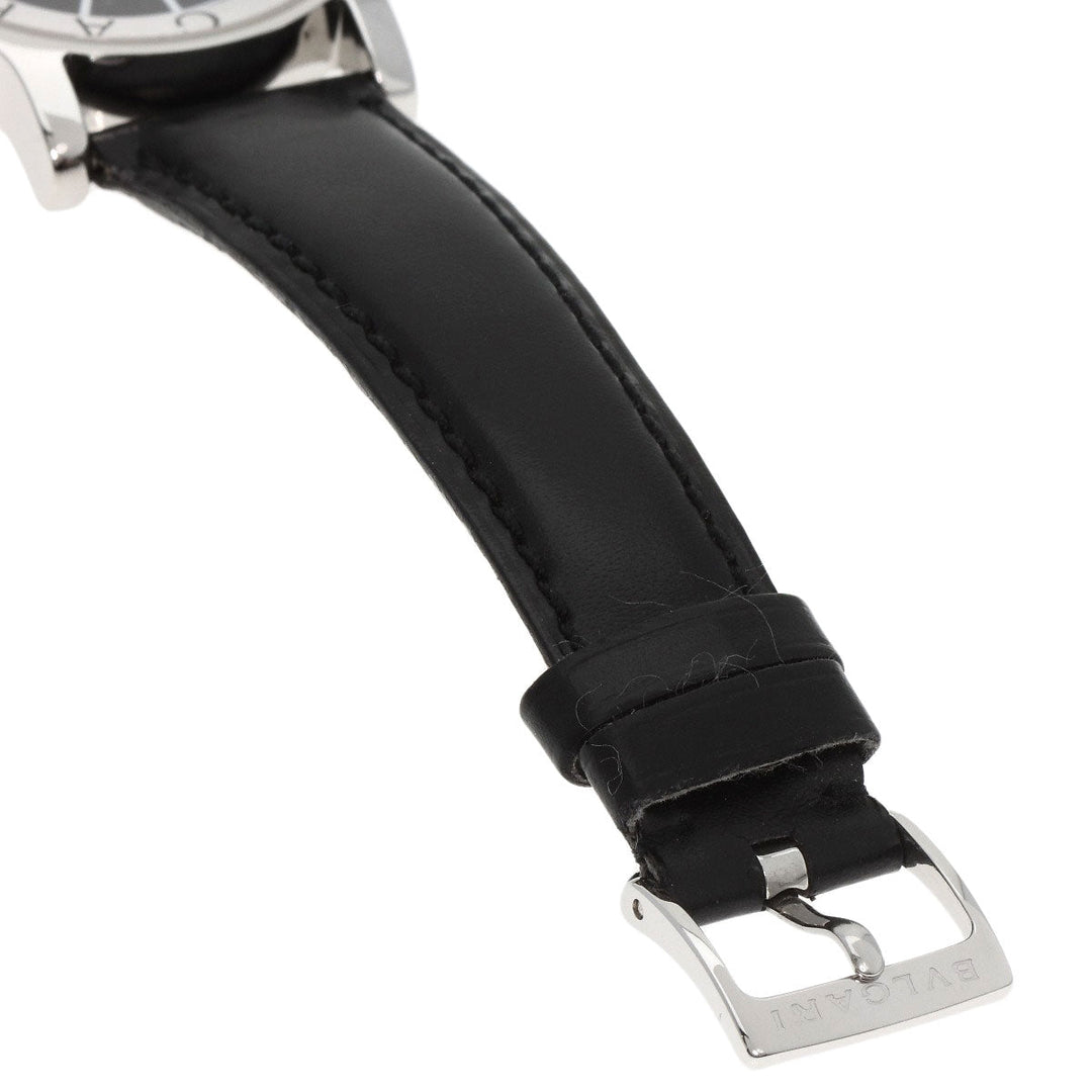 BVLGARI Watches Quartz ST35SLD Stainless Steel, Leather Silver Solo tempo black dial mens Used Authentic