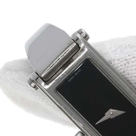 GUCCI Watches Quartz 1500L Stainless Steel , Stainless Steel Silver Square face black dial Women Used Authentic