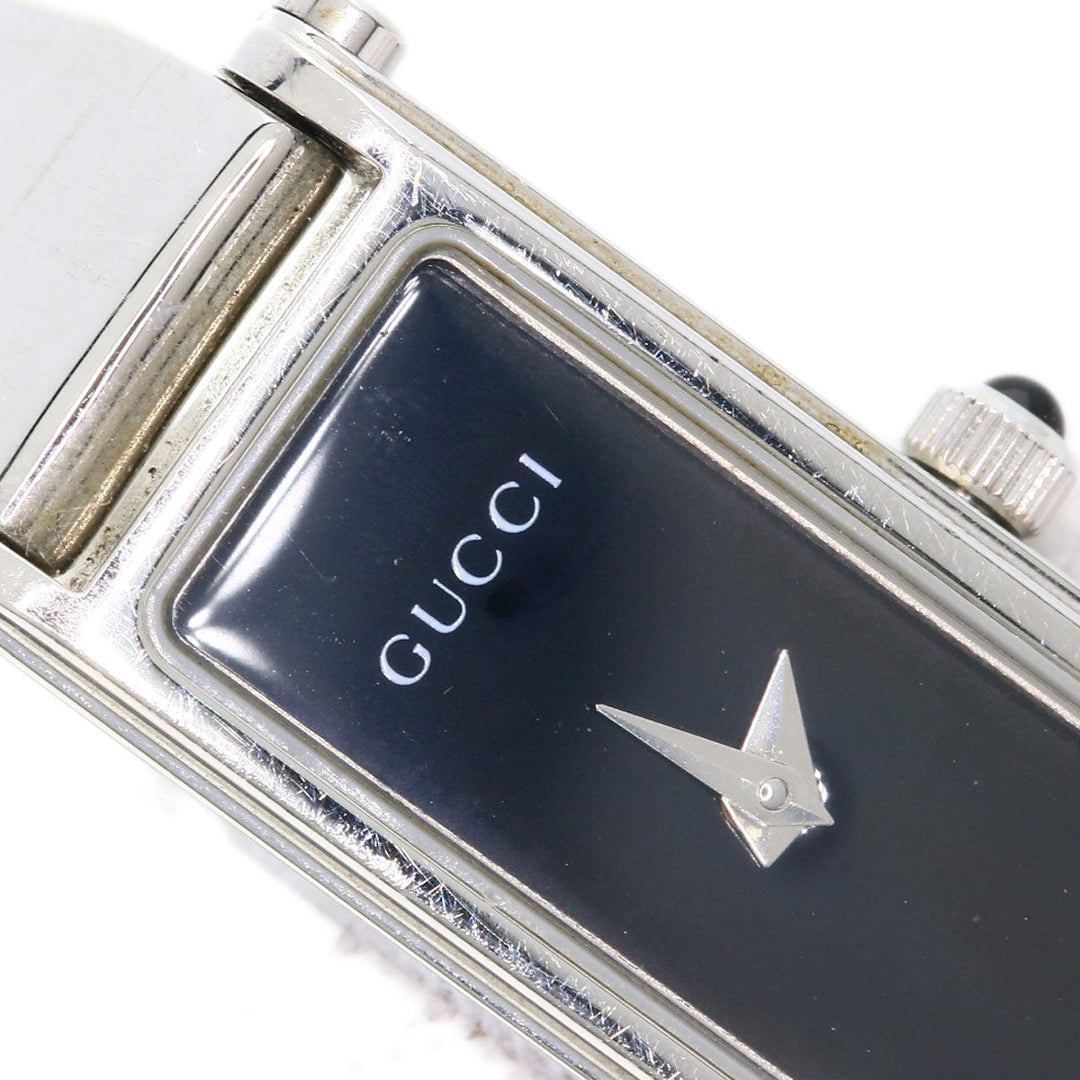 GUCCI Watches Quartz 1500L Stainless Steel , Stainless Steel Silver Square face black dial Women Used Authentic