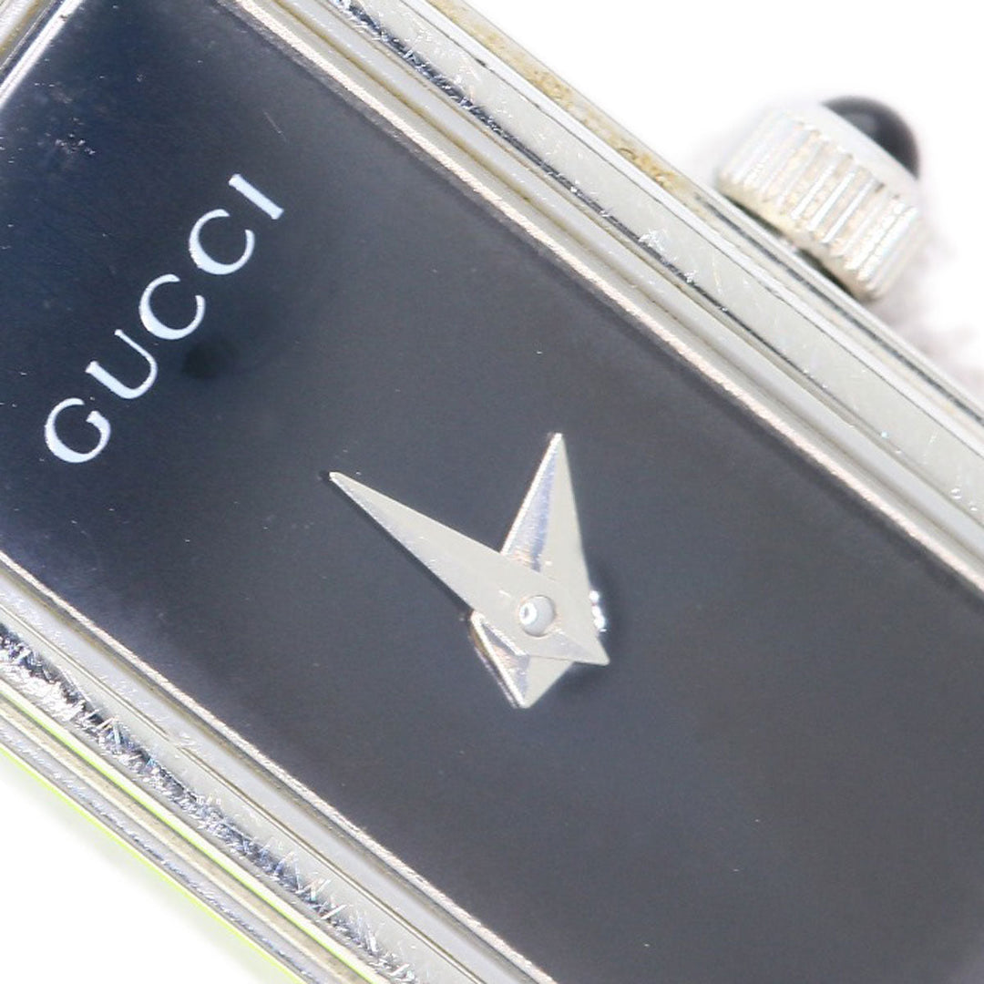 GUCCI Watches Quartz 1500L Stainless Steel , Stainless Steel Silver Square face black dial Women Used Authentic