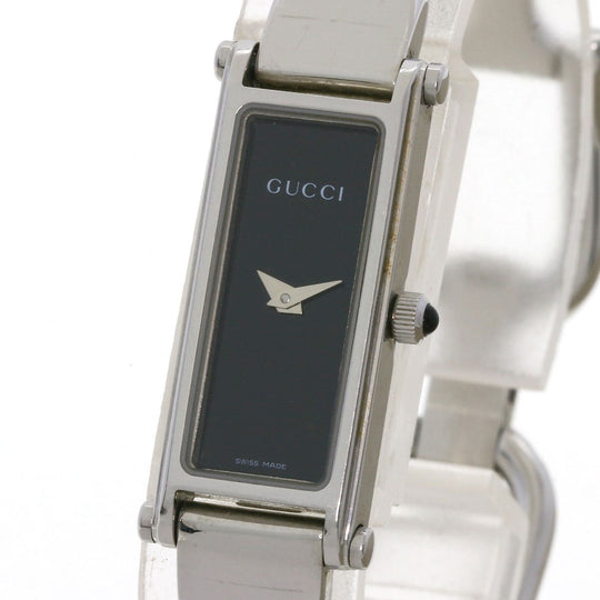 GUCCI Watches Quartz 1500L Stainless Steel , Stainless Steel Silver Square face black dial Women Used Authentic