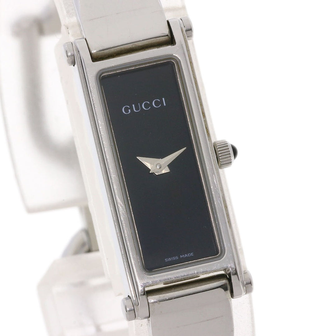 GUCCI Watches Quartz 1500L Stainless Steel , Stainless Steel Silver Square face black dial Women Used Authentic