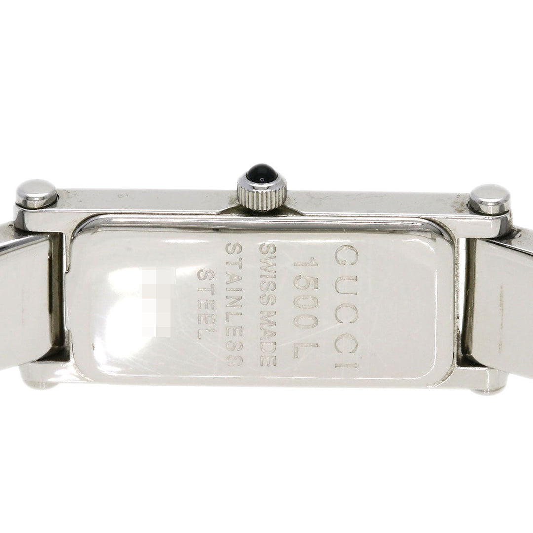 GUCCI Watches Quartz 1500L Stainless Steel , Stainless Steel Silver Square face black dial Women Used Authentic
