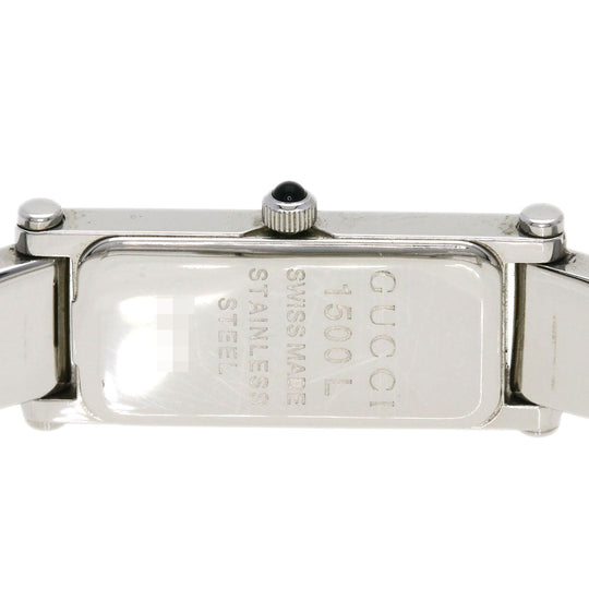 GUCCI Watches Quartz 1500L Stainless Steel , Stainless Steel Silver Square face black dial Women Used Authentic