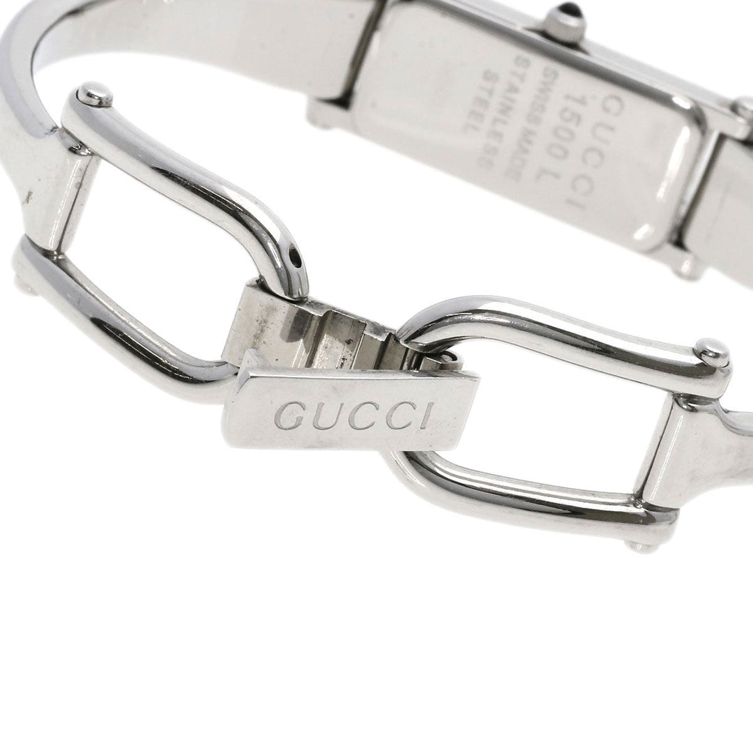 GUCCI Watches Quartz 1500L Stainless Steel , Stainless Steel Silver Square face black dial Women Used Authentic