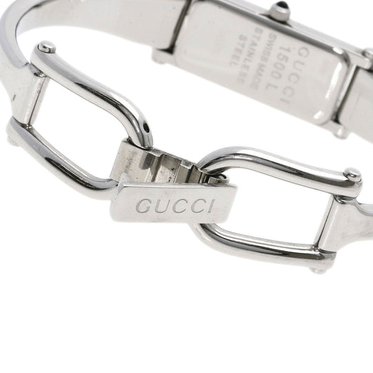 GUCCI Watches Quartz 1500L Stainless Steel , Stainless Steel Silver Square face black dial Women Used Authentic