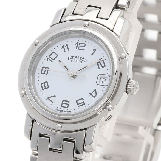 HERMES Watches Quartz CL4.210 Stainless Steel Silver Clipper white dial