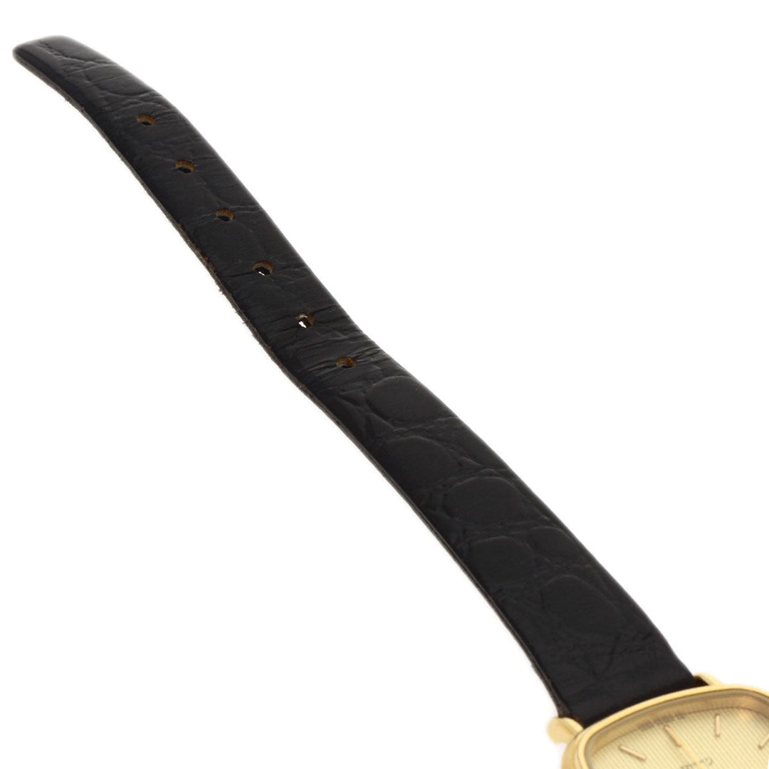 LONGINES Watches Quartz Gold Plated, Leather gold Square face gold dial Women Used Authentic