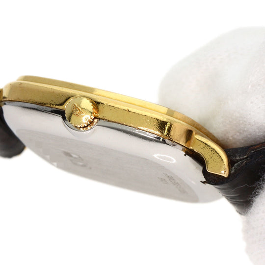 LONGINES Watches Quartz Gold Plated, Leather gold Square face gold dial Women Used Authentic