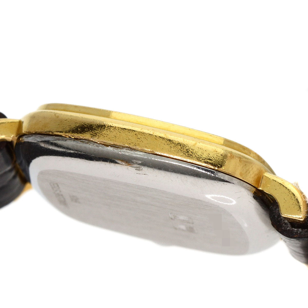 LONGINES Watches Quartz Gold Plated, Leather gold Square face gold dial Women Used Authentic