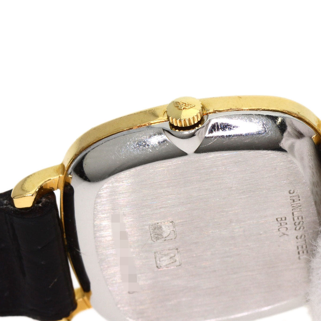 LONGINES Watches Quartz Gold Plated, Leather gold Square face gold dial Women Used Authentic