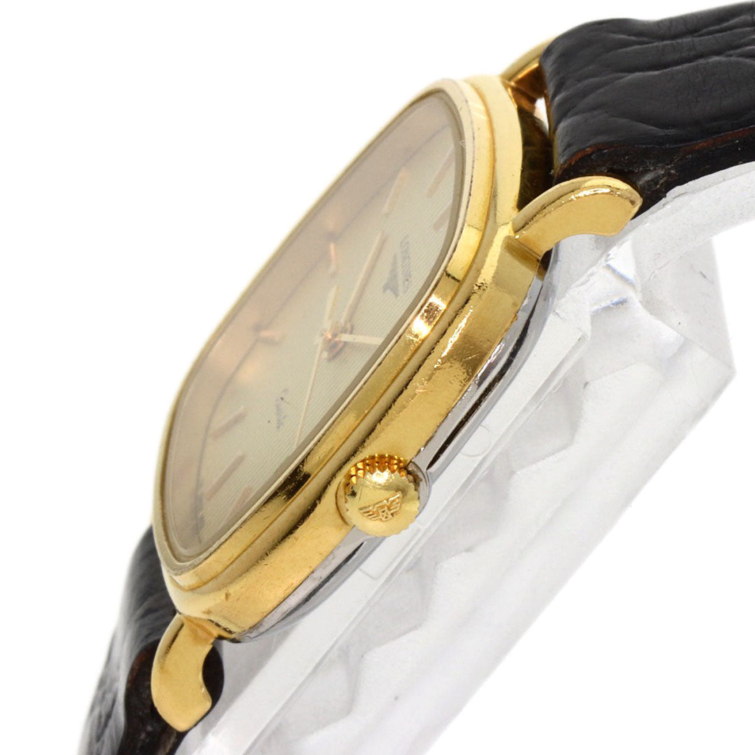 LONGINES Watches Quartz Gold Plated, Leather gold Square face gold dial Women Used Authentic