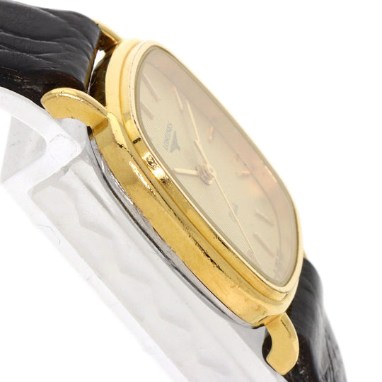 LONGINES Watches Quartz Gold Plated, Leather gold Square face gold dial Women Used Authentic