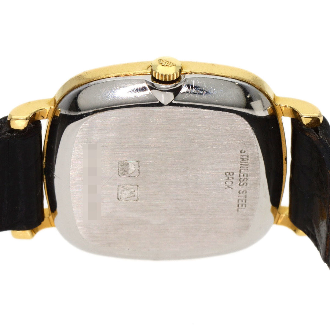 LONGINES Watches Quartz Gold Plated, Leather gold Square face gold dial Women Used Authentic