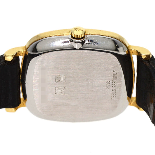 LONGINES Watches Quartz Gold Plated, Leather gold Square face gold dial Women Used Authentic