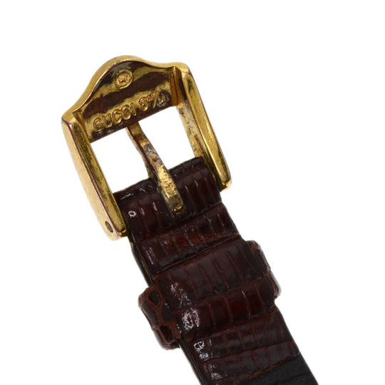 GUCCI Watches Quartz Gold Plated, Leather gold Sherry line Ivory dial Women Used Authentic