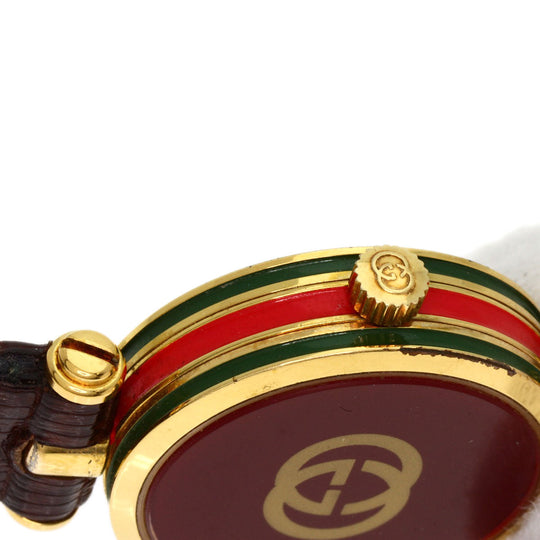 GUCCI Watches Quartz Gold Plated, Leather gold Sherry line Ivory dial Women Used Authentic