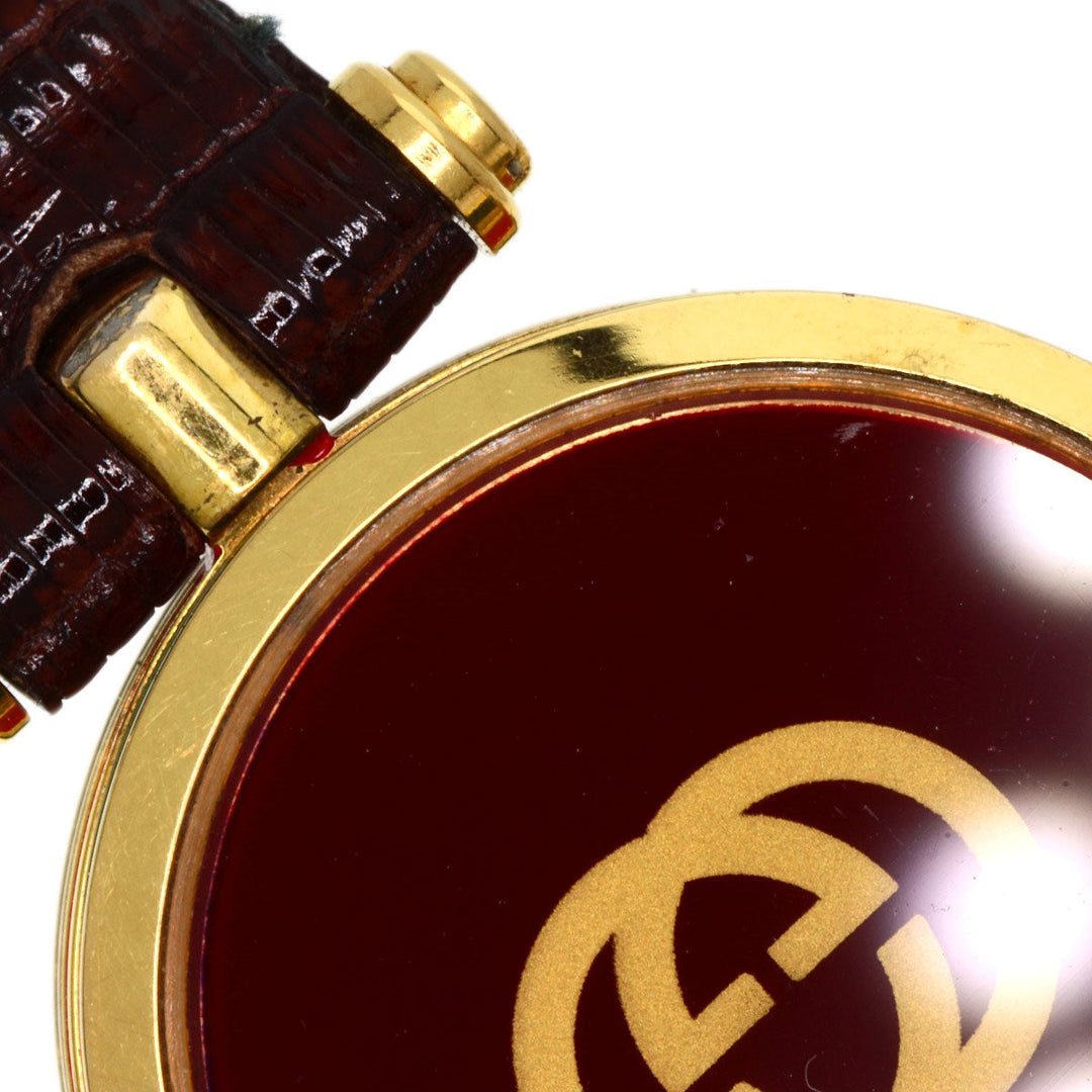 GUCCI Watches Quartz Gold Plated, Leather gold Sherry line Ivory dial Women Used Authentic
