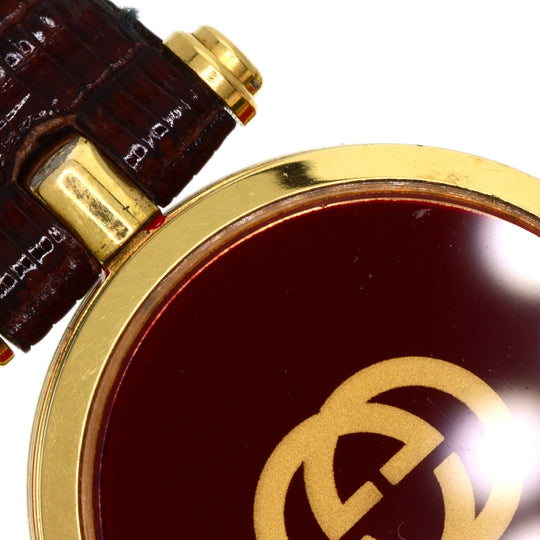 GUCCI Watches Quartz Gold Plated, Leather gold Sherry line Ivory dial Women Used Authentic