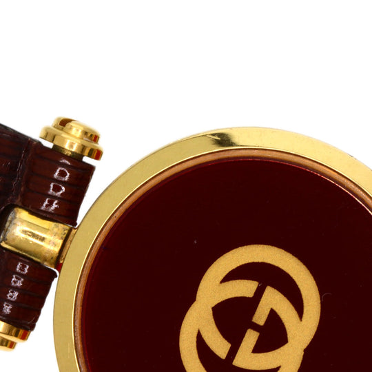 GUCCI Watches Quartz Gold Plated, Leather gold Sherry line Ivory dial Women Used Authentic