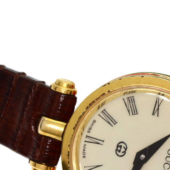 GUCCI Watches Quartz Gold Plated, Leather gold Sherry line Ivory dial Women Used Authentic