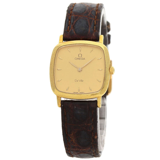 OMEGA Watches Quartz K18YG, leather gold De Ville gold dial Women Used Authentic
