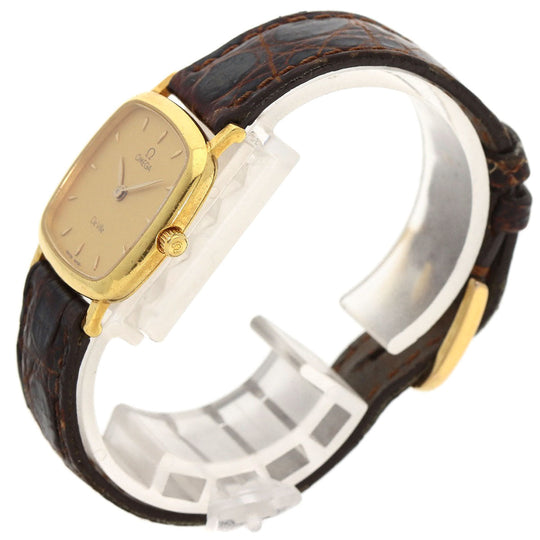 OMEGA Watches Quartz K18YG, leather gold De Ville gold dial Women Used Authentic