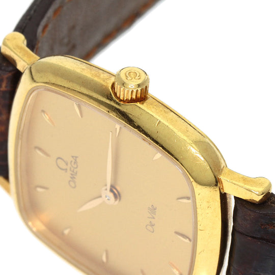 OMEGA Watches Quartz K18YG, leather gold De Ville gold dial Women Used Authentic
