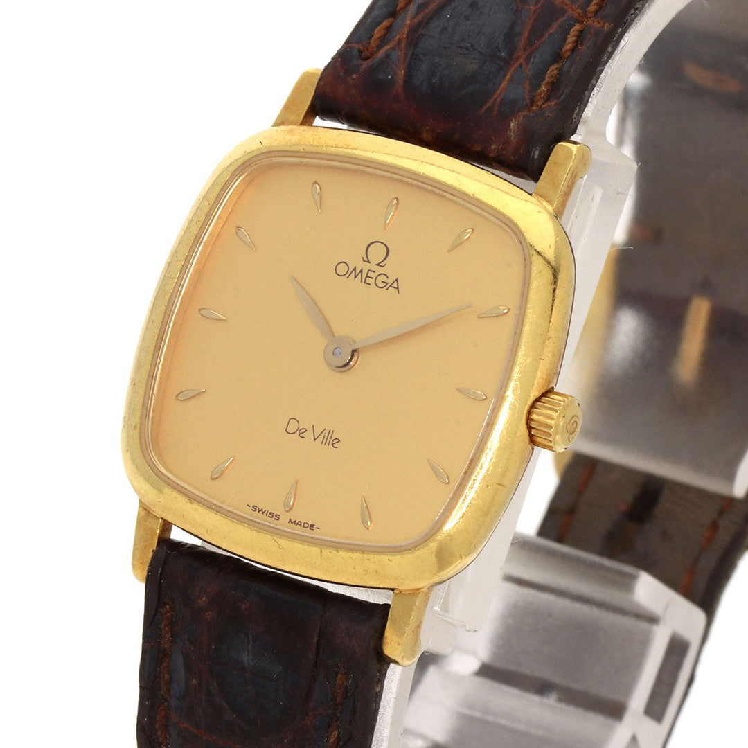 OMEGA Watches Quartz K18YG, leather gold De Ville gold dial Women Used Authentic
