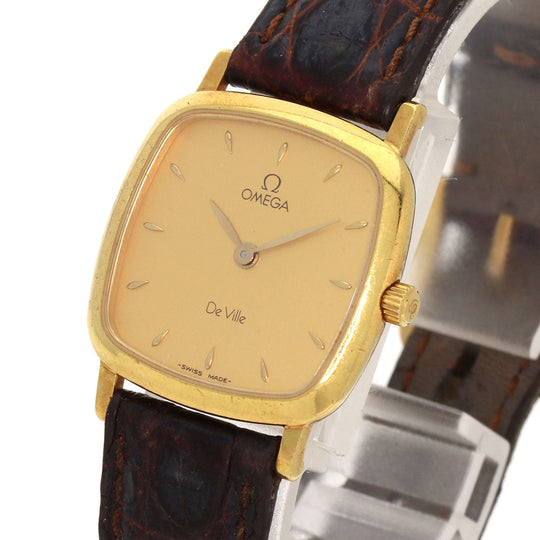 OMEGA Watches Quartz K18YG, leather gold De Ville gold dial Women Used Authentic