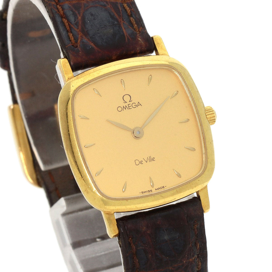 OMEGA Watches Quartz K18YG, leather gold De Ville gold dial Women Used Authentic