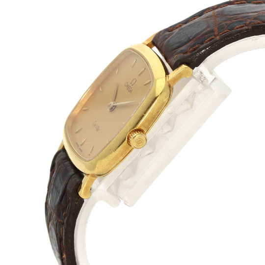 OMEGA Watches Quartz K18YG, leather gold De Ville gold dial Women Used Authentic