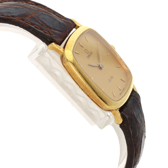 OMEGA Watches Quartz K18YG, leather gold De Ville gold dial Women Used Authentic