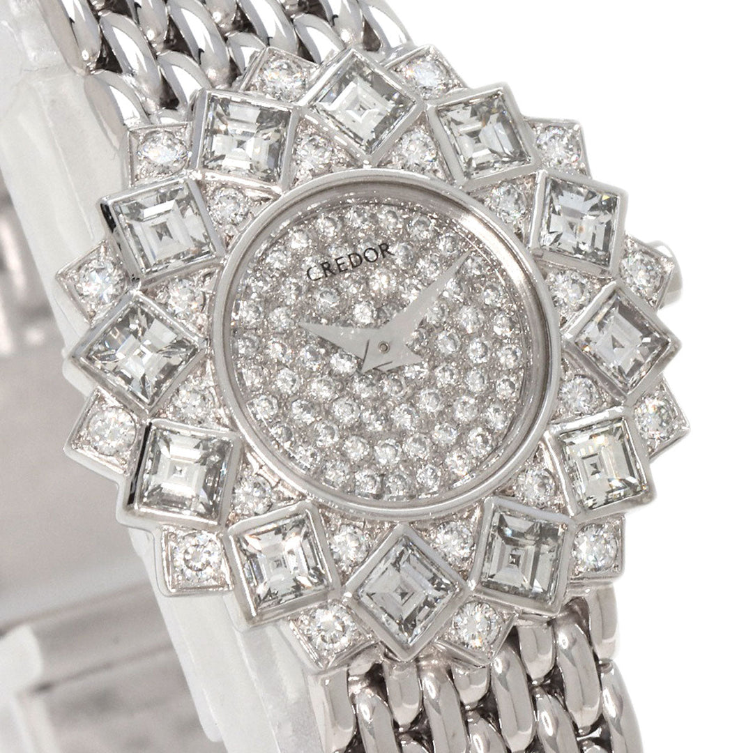 SEIKO Watches Quartz 1E70-0A60 K18WG, K18WG, Diamond Silver CREDOR Diamond diamond dial Women Used Authentic