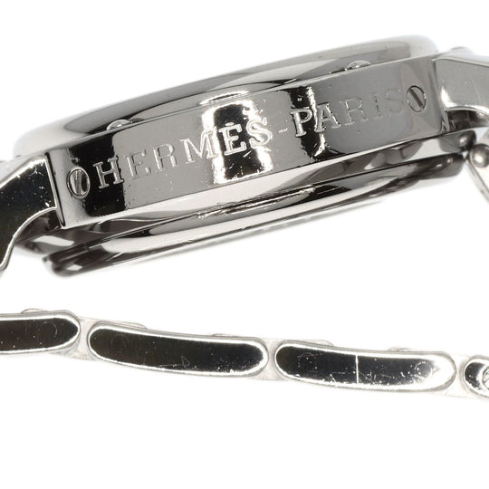 HERMES Watches Quartz CL1.310 Stainless Steel , Stainless Steel Silver Clipper Chrono black dial Women Used Authentic