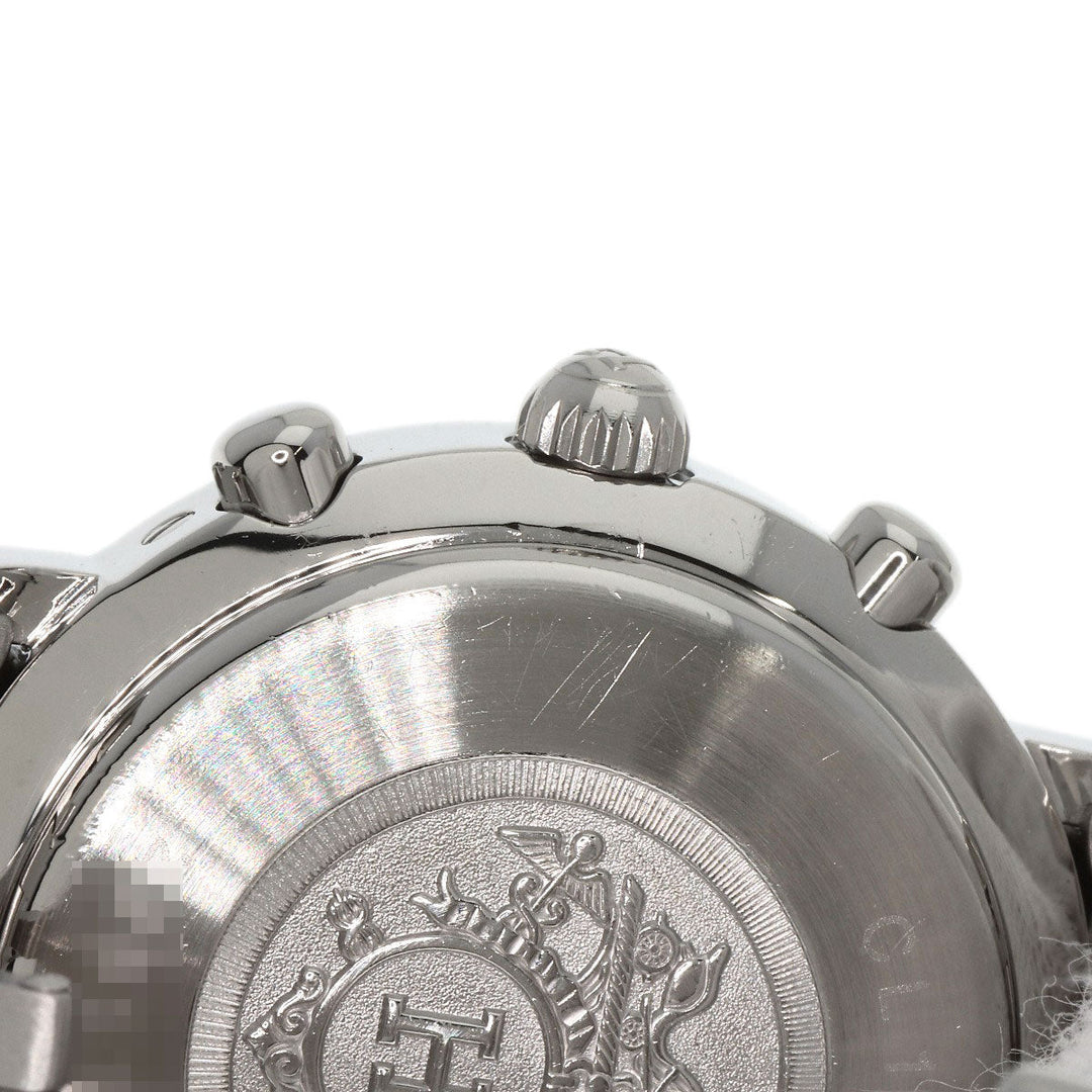 HERMES Watches Quartz CL1.310 Stainless Steel , Stainless Steel Silver Clipper Chrono black dial Women Used Authentic