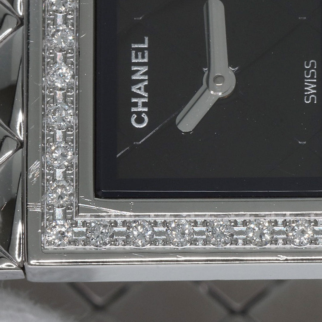 CHANEL Watches Quartz H0489 Stainless Steel, Stainless Steel, Diamond Silver Matrasse Diamond black dial Women Used Authentic