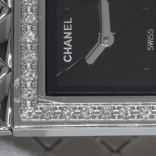 CHANEL Watches Quartz H0489 Stainless Steel, Stainless Steel, Diamond Silver Matrasse Diamond black dial Women Used Authentic