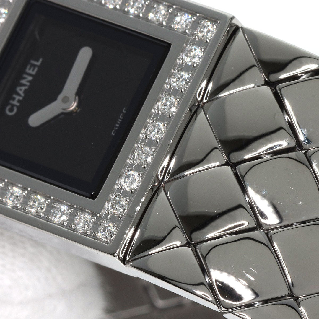 CHANEL Watches Quartz H0489 Stainless Steel, Stainless Steel, Diamond Silver Matrasse Diamond black dial Women Used Authentic