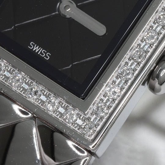 CHANEL Watches Quartz H0489 Stainless Steel, Stainless Steel, Diamond Silver Matrasse Diamond black dial Women Used Authentic